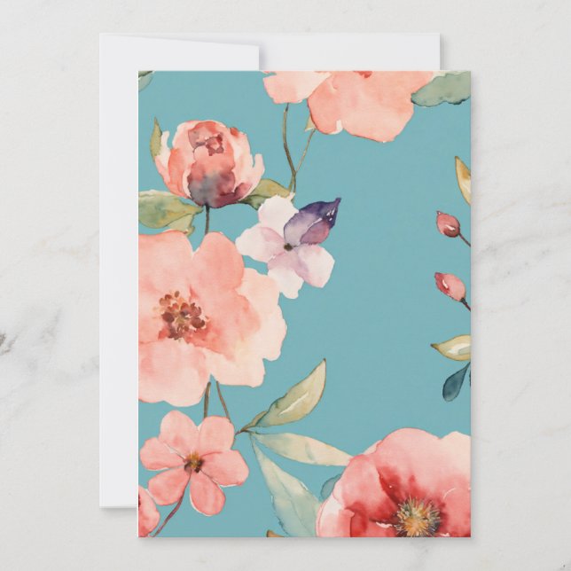 watercolor seamless flower pattern holiday card (Front)