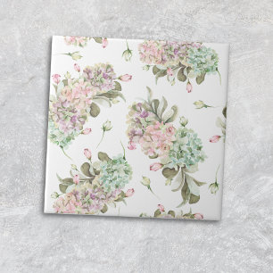 watercolor seamless hydrangea rose buds french tile