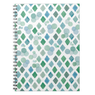 Watercolor seamless on a white background with an  notebook