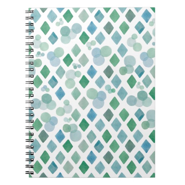Watercolor seamless on a white background with an  notebook (Front)