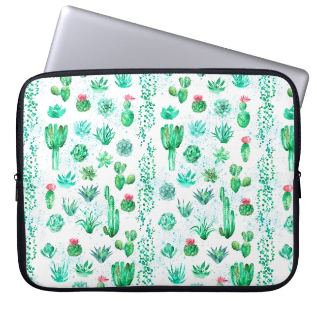 Watercolor seamless pattern background with succul laptop sleeve (Front)