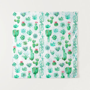 Watercolor seamless pattern background with succul tapestry