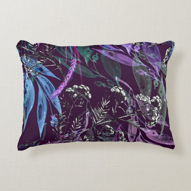 Watercolor seamless pattern. Branch with berry Wat Accent Pillow (Front)