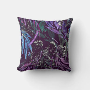 Watercolor seamless pattern. Branch with berry Wat Throw Pillow
