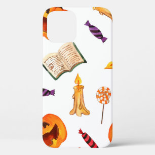 Watercolor seamless pattern happy halloween holida iPhone 12 case