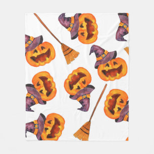 Watercolor seamless pattern happy halloween holida fleece blanket