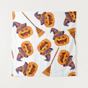 Watercolor seamless pattern happy halloween holida tapestry