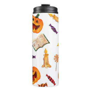 Watercolor seamless pattern happy halloween holida thermal tumbler