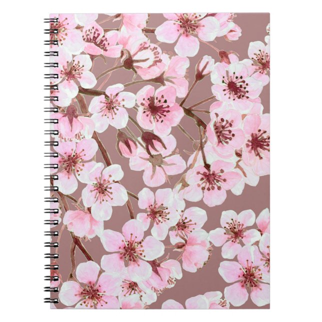 Watercolor seamless pattern made of cherry blossom notebook (Front)