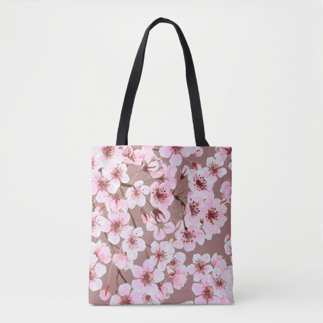Watercolor seamless pattern made of cherry blossom tote bag (Front)