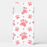 Watercolor seamless pattern of cat paws