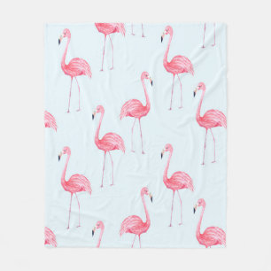 Watercolor seamless pattern of flamingo on pastel  fleece blanket