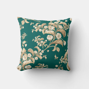 Watercolor seamless pattern of flowering branches, throw pillow