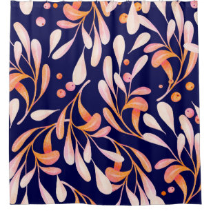 Watercolor seamless pattern. Rustic botanical dark