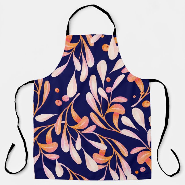 Watercolor seamless pattern. Rustic botanical dark Apron (Front)