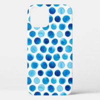 Watercolor seamless pattern with blue polka dots