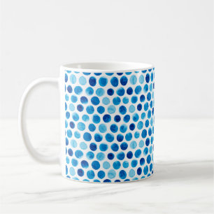 Watercolor seamless pattern with blue polka dots coffee mug