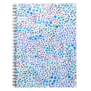 Watercolor seamless pattern with blue spots notebook
