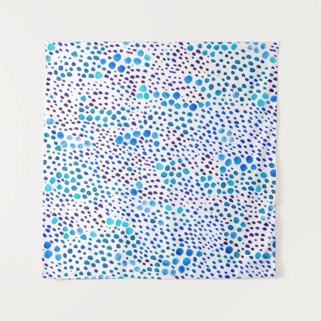 Watercolor seamless pattern with blue spots tapestry (Front)