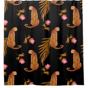 Watercolor seamless pattern with cheetahs