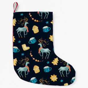 Watercolor seamless pattern with christmas deers g small christmas stocking