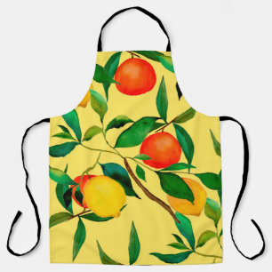 Watercolor seamless pattern with citrus fruits.  apron
