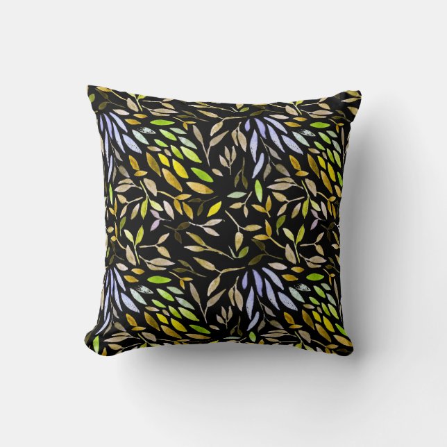 Watercolor seamless pattern with colorful leaves.  throw pillow (Front)