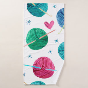 Watercolor seamless pattern with colourful balls o bath towel