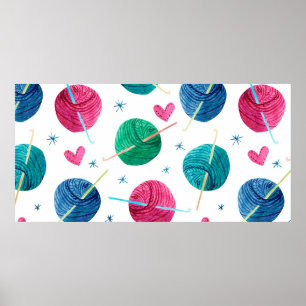 Watercolor seamless pattern with colourful balls o poster