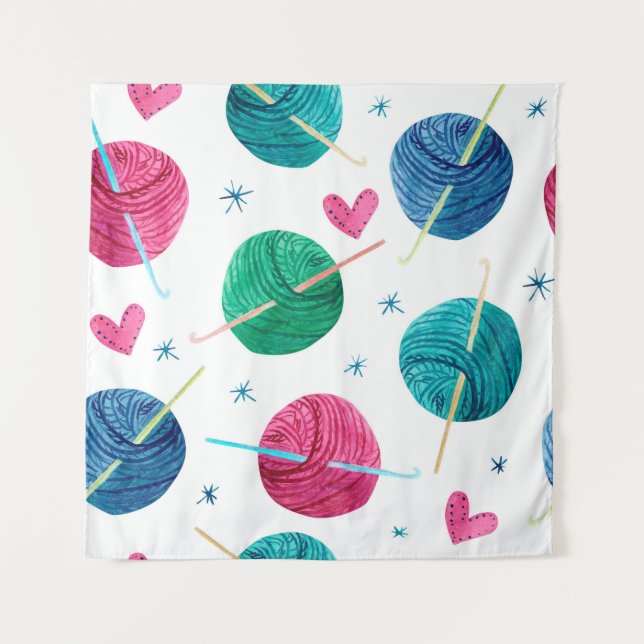 Watercolor seamless pattern with colourful balls o tapestry (Front)