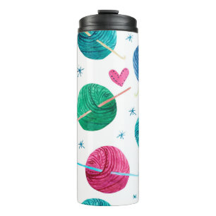 Watercolor seamless pattern with colourful balls o thermal tumbler