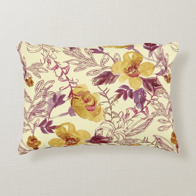 Watercolor Seamless Pattern with Contoured Element Accent Pillow (Front)