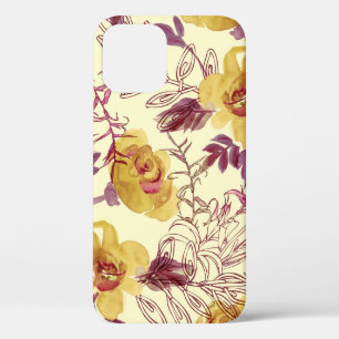 Watercolor Seamless Pattern with Contoured Element iPhone 12 Case