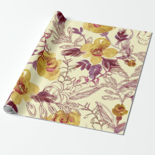 Watercolor Seamless Pattern with Contoured Element Wrapping Paper