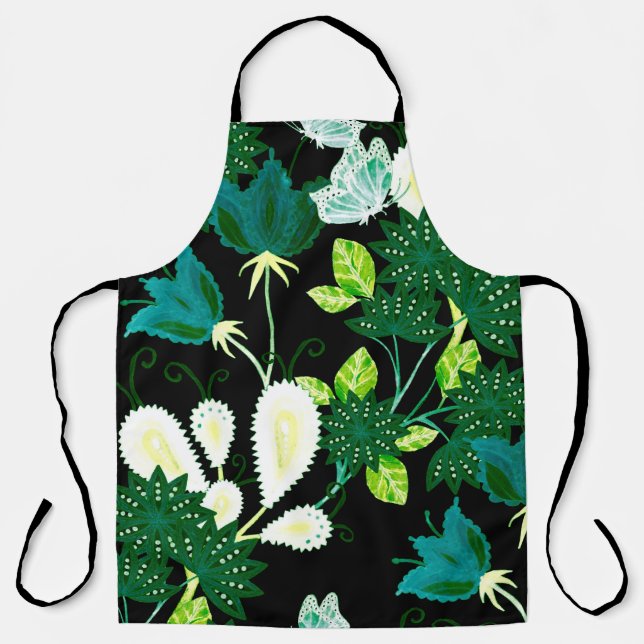 Watercolor seamless pattern with fantasy flowers a apron (Front)