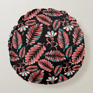 Watercolor seamless pattern with flower background round pillow