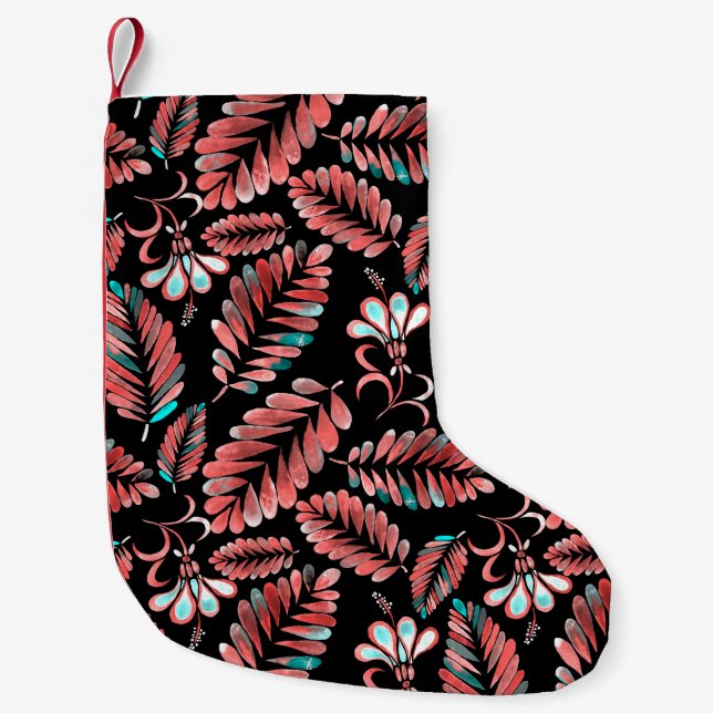 Watercolor seamless pattern with flower background small christmas stocking (Front)