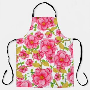 Watercolor seamless pattern with flowers. Vintage  Apron