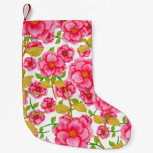 Watercolor seamless pattern with flowers. Vintage  Small Christmas Stocking