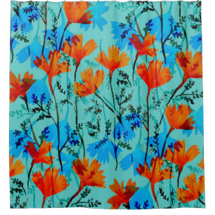 Watercolor seamless pattern with hand drawn simple