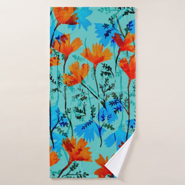 Watercolor seamless pattern with hand drawn simple bath towel (Bath Towel)