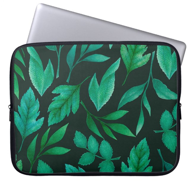 Watercolor seamless pattern with hand painted blue laptop sleeve (Front)