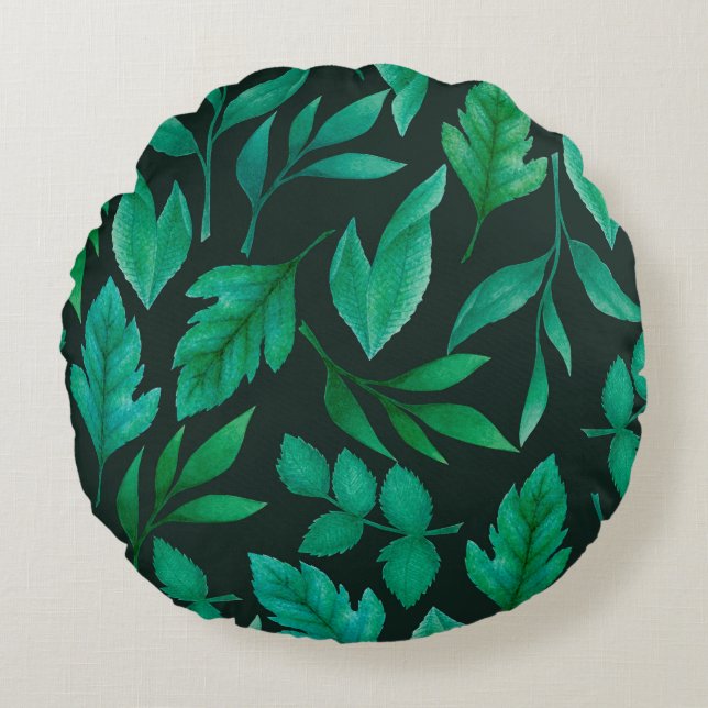 Watercolor seamless pattern with hand painted blue round pillow (Front)
