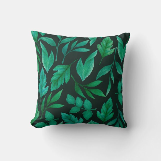 Watercolor seamless pattern with hand painted blue throw pillow (Front)