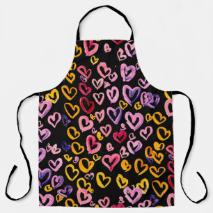 Watercolor seamless pattern with hearts.  apron