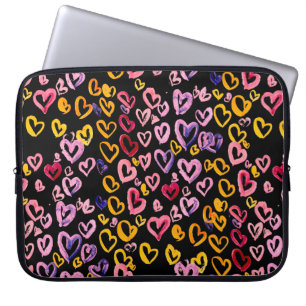 Watercolor seamless pattern with hearts. laptop sleeve