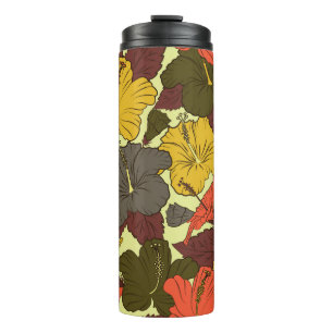 Watercolor seamless pattern with hibiscus flowers thermal tumbler