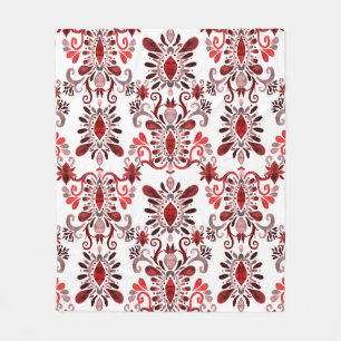 Watercolor seamless pattern with ikat. Tie dye wat Fleece Blanket