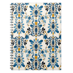 Watercolor seamless pattern with ikat. Tie dye wat Notebook