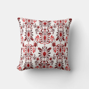 Watercolor seamless pattern with ikat. Tie dye wat Throw Pillow